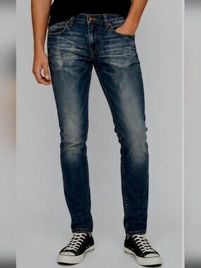 Tillys RSQ London Skinny Jeans Blue Denim Distressed Size 32/30